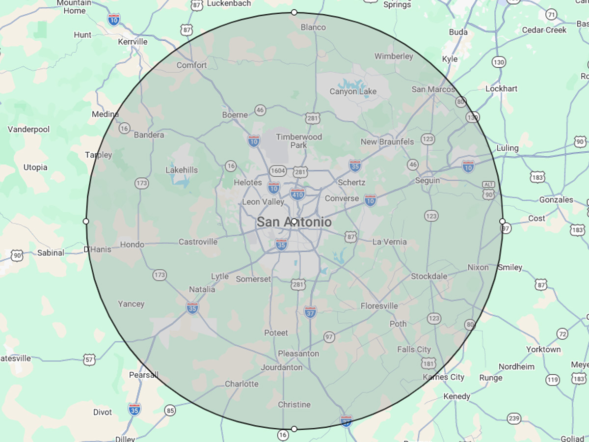 MC 1 Plumbing Greater San Antonio Service Area Map